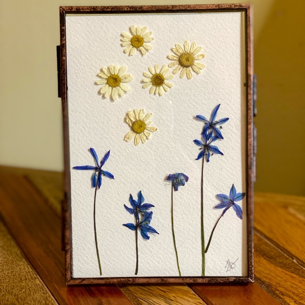 Handmade, organic pressed flower art. Wild for Spring one of a kind piece - Picture 2 of 2